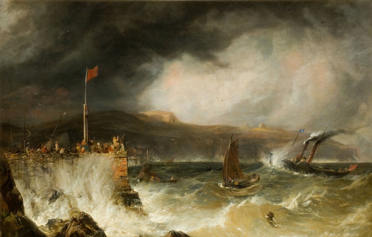 Csomaghajó belép a kikötőbe, 1855. alkotó: Anthony Vandyke Copley Fielding