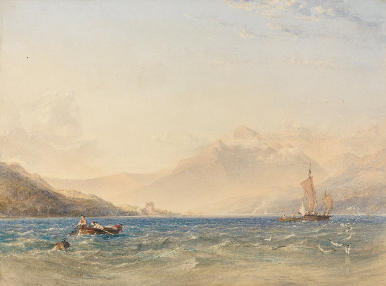 A Loch Fyne feje, Dindarra kastélyával alkotó: Anthony Vandyke Copley Fielding