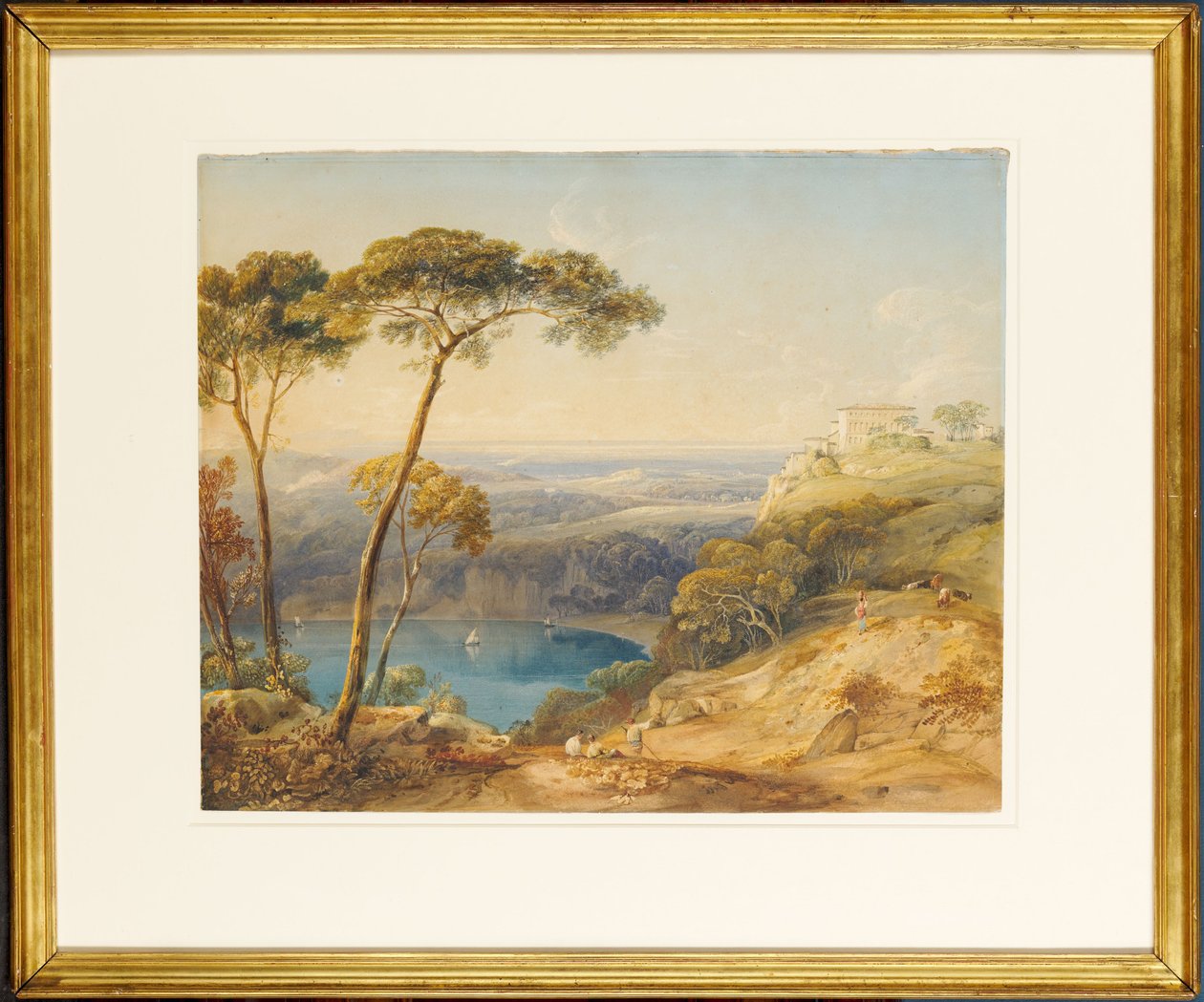 A Nemi-tó (akvarell papíron) alkotó: Anthony Vandyke Copley Fielding