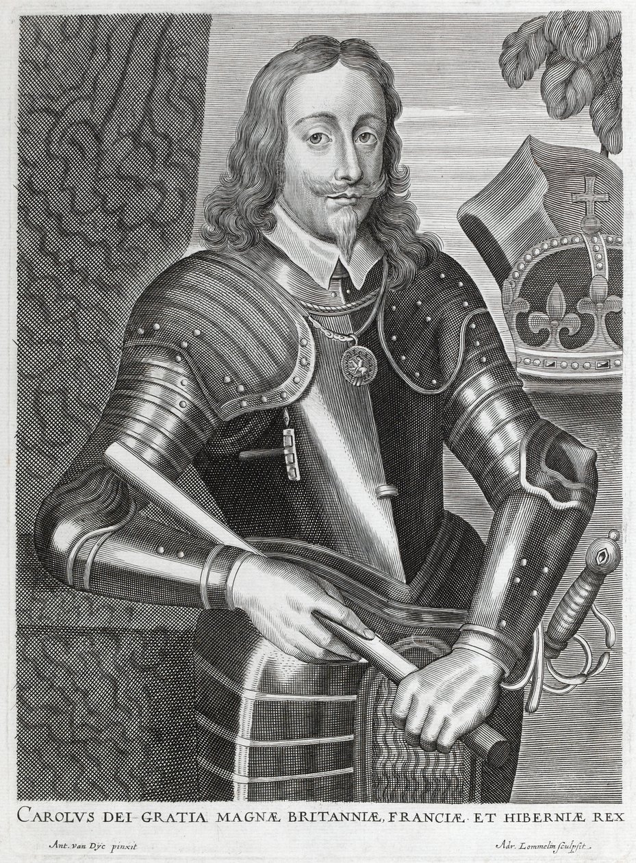 Károly Nagy-Britannia, Franciaország és Írország Istenének kegyelméből” (vonalmetszet) alkotó: Anthony van (after) Dyck