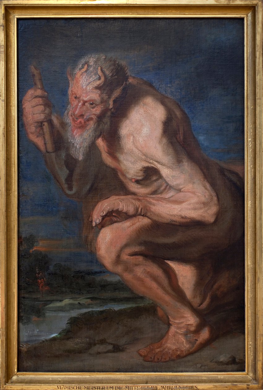 Marsyas térdelve az aulákkal. Antoine (Antoine vagy Antoon vagy Anton) Van Dyck (1599-1641) festménye, olaj, vászon alkotó: Anthony van (attr. to) Dyck