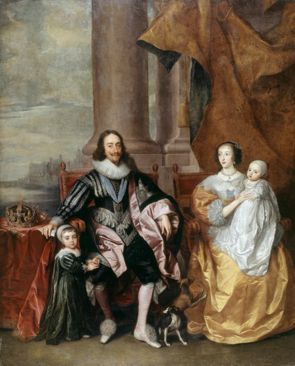 I. Károly, Henrietta királynő és két legidősebb gyermekük (olaj a táblán) alkotó: Anthony van (follower of) Dyck