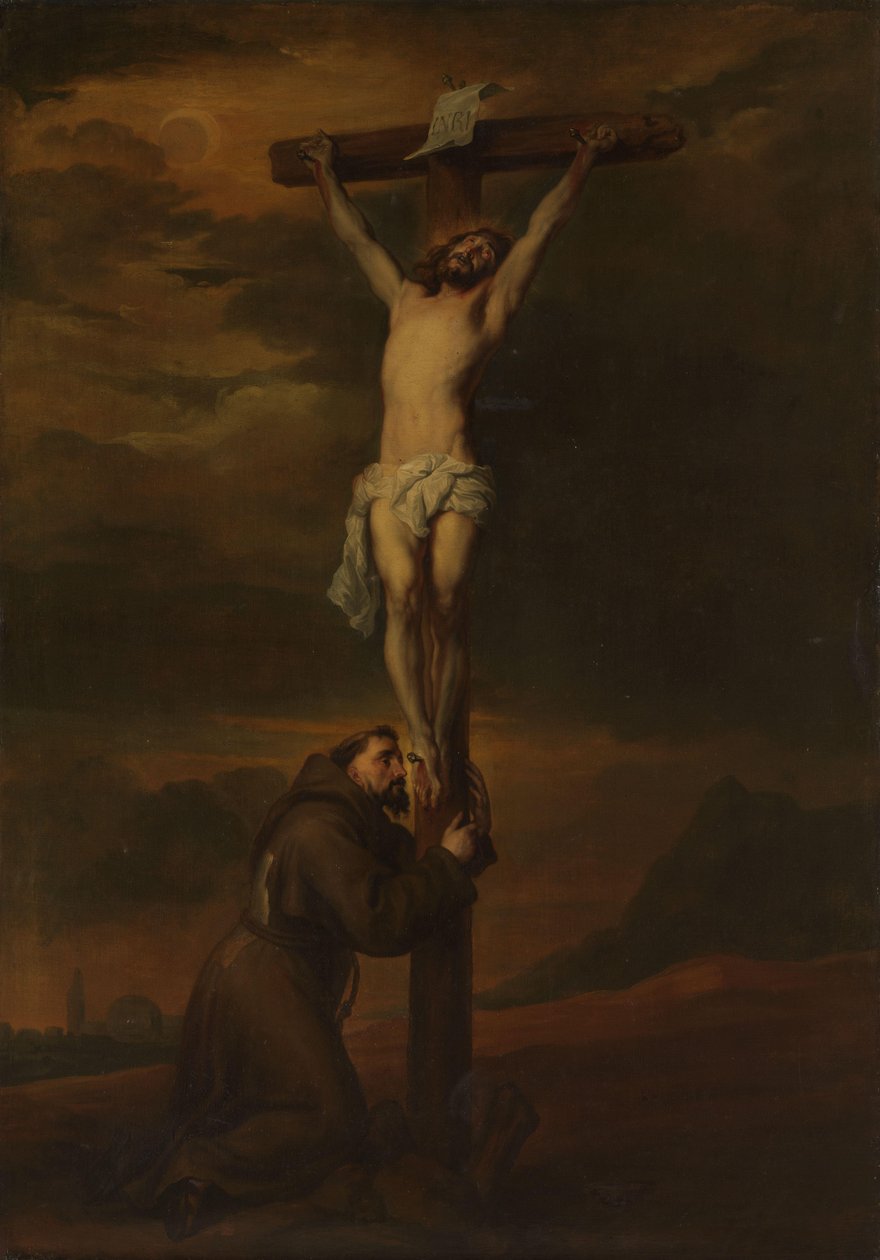 Sirató Szent Ferenc a kereszt tövében alkotó: Anthony van Dyck (possibly copy after)