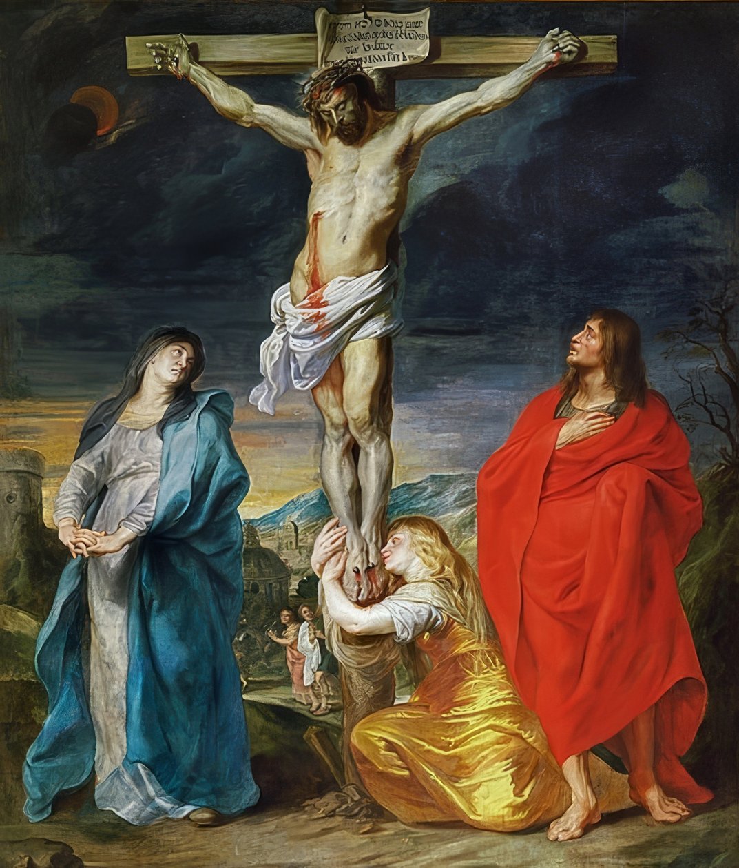 Krisztus keresztre feszítése Madonnával, Keresztelő Jánossal és Mária Magdolnával. 1641 alkotó: Anthony van Dyck