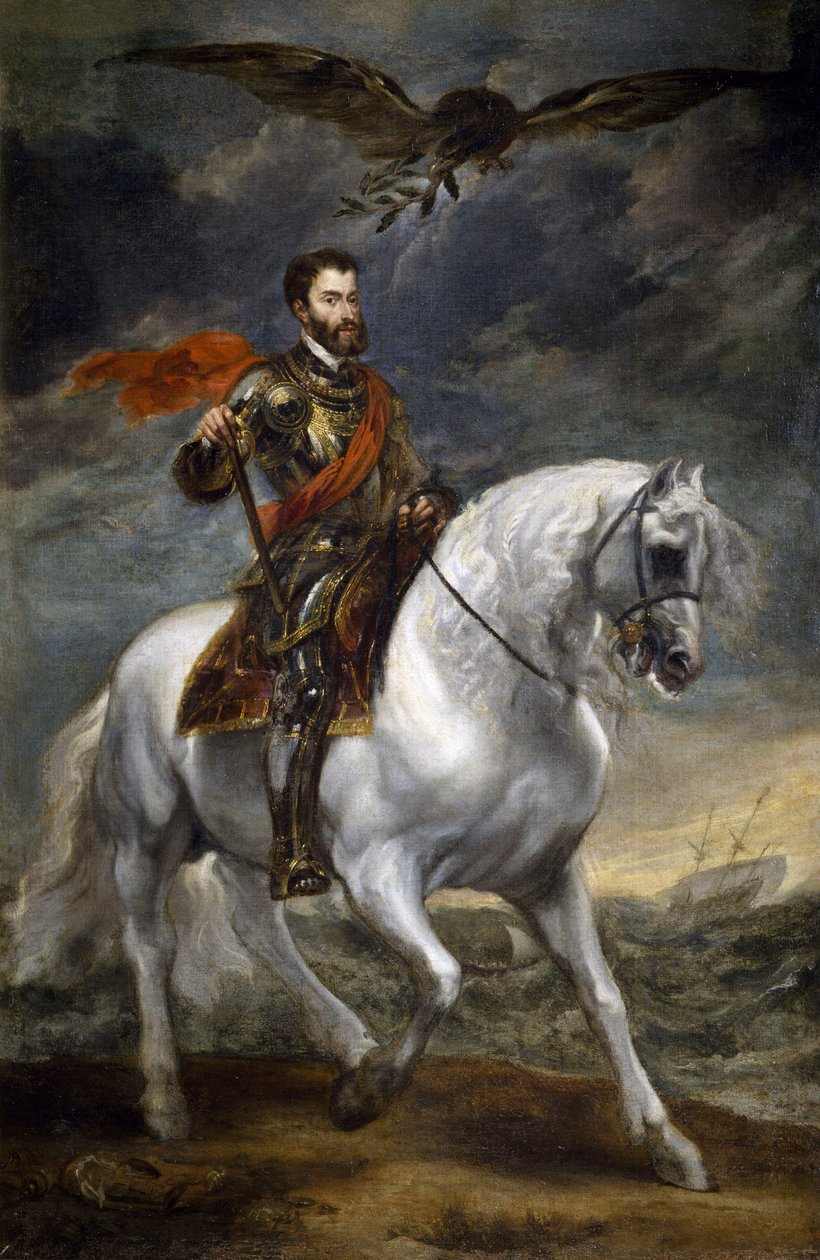 V. Károly (1500-1558) lovas portréja, Anthony van Dyck, olaj, vászon alkotó: Anthony van Dyck
