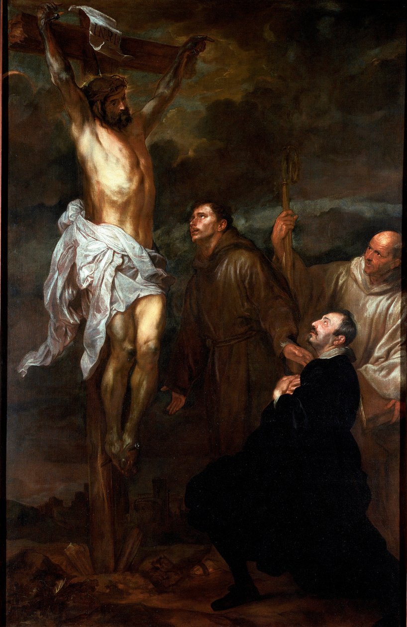 Francesco Orero a feszületet imádja Szent Ferenc és Szent Bernát jelenlétében Antony Van Dyck (1599-1641) festménye 1624 vagy 1627 Méret: 325x210 cm Rapallo, San Michele di Pagana, San Michele templom alkotó: Anthony van Dyck
