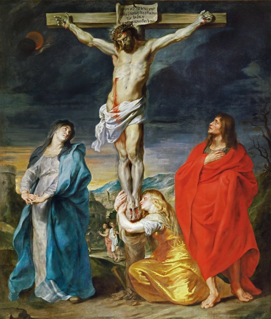 Franciául:  Mária Magdolnával, Szent Jánossal és Mária Magdolnával. alkotó: Anthony van Dyck