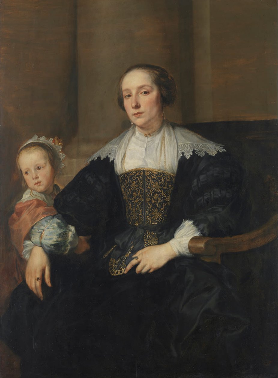 Német: Bildnis der Anna van Thielen, Gattin des Malers Theodoor Rombouts, mit ihrer Tochter Anna Maria Anna van Thielen, Theodor Rombouts festő felesége Anna van Thielen portréja Anna Maria nevű lányukkal. alkotó: Anthony van Dyck