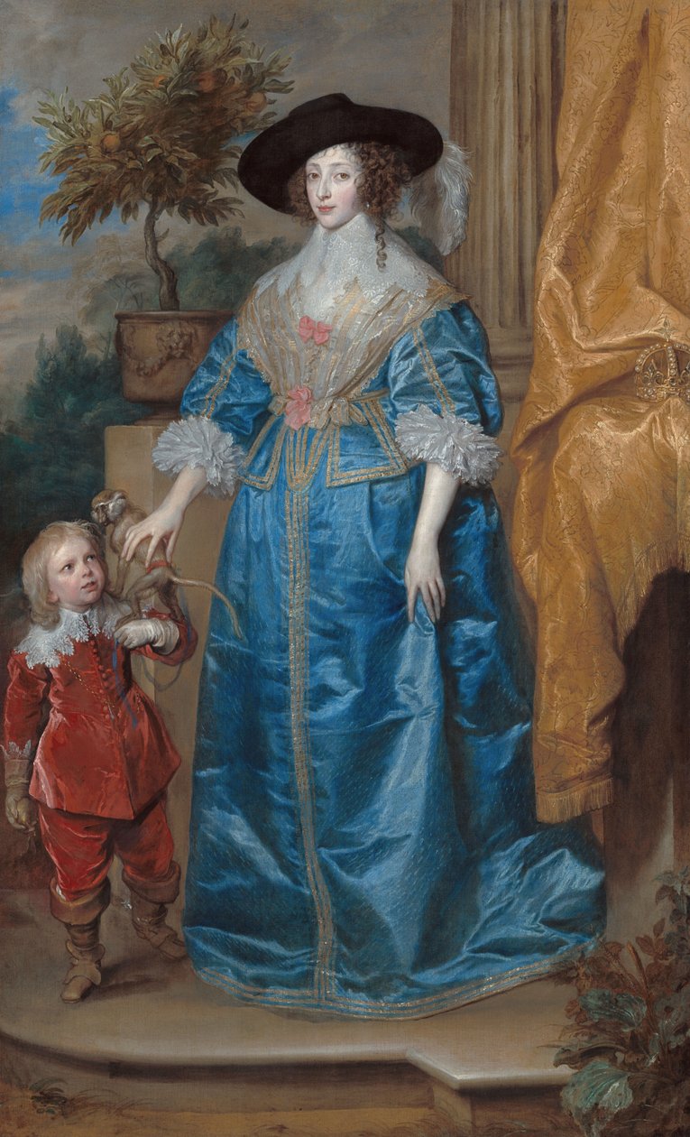 Német: Henrietta Mária királyné portréja, Sir Jeffrey Hudson törpével Henrietta Mária királyné Sir Jeffrey Hudson-nal alkotó: Anthony van Dyck