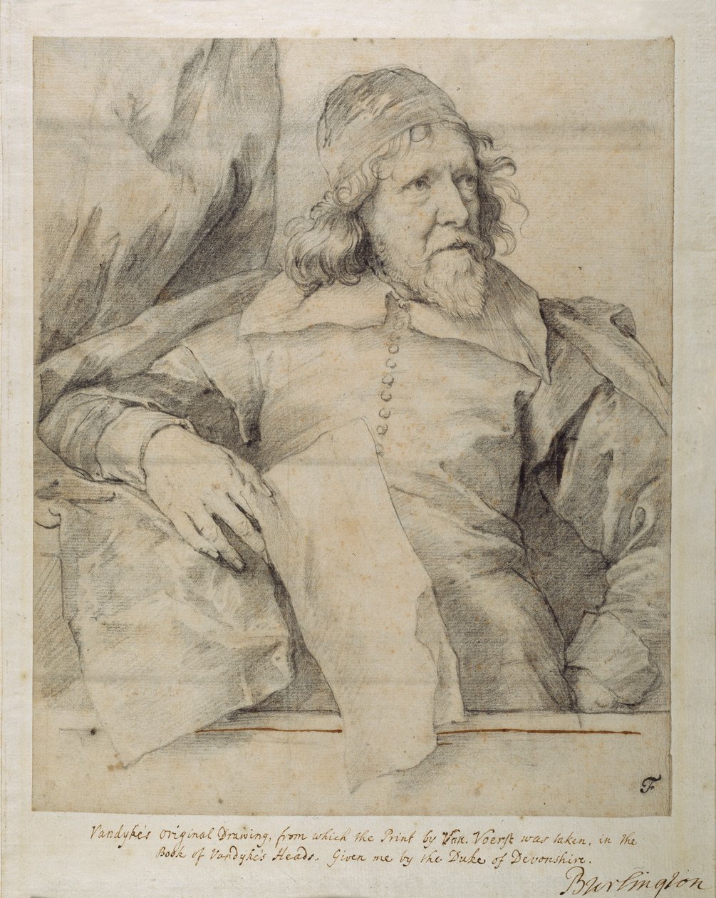 Inigo Jones (fekete kréta papíron) alkotó: Anthony van Dyck