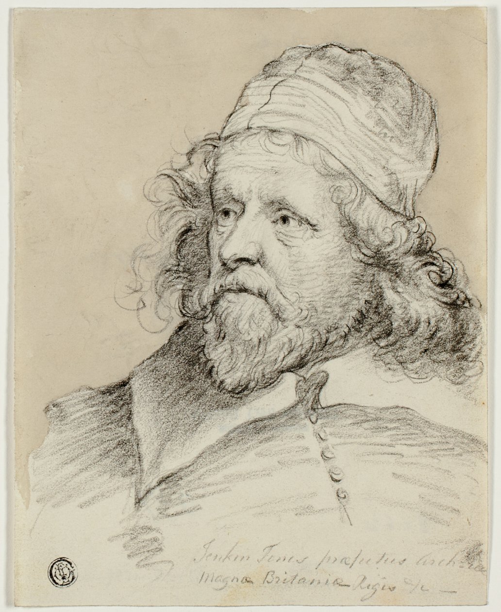 Inigo Jones (rekto); Vázlat a női fejről (fordítva) alkotó: Anthony van Dyck