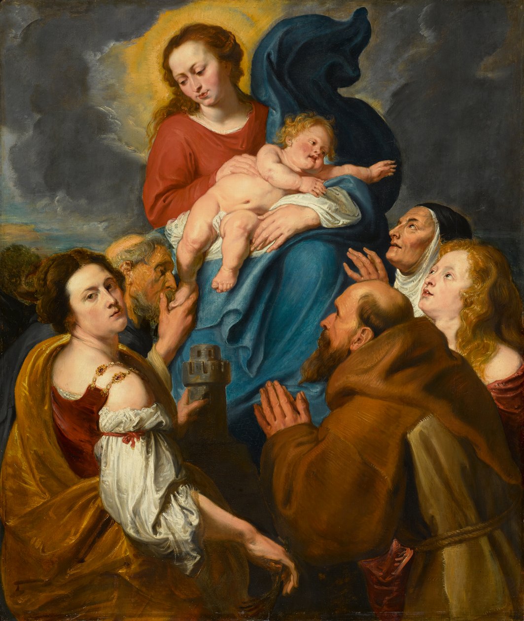Madonna és gyermek öt szenttel, 1627-1630 körül (olaj, bölcsős tölgyfa panelen) alkotó: Anthony van Dyck
