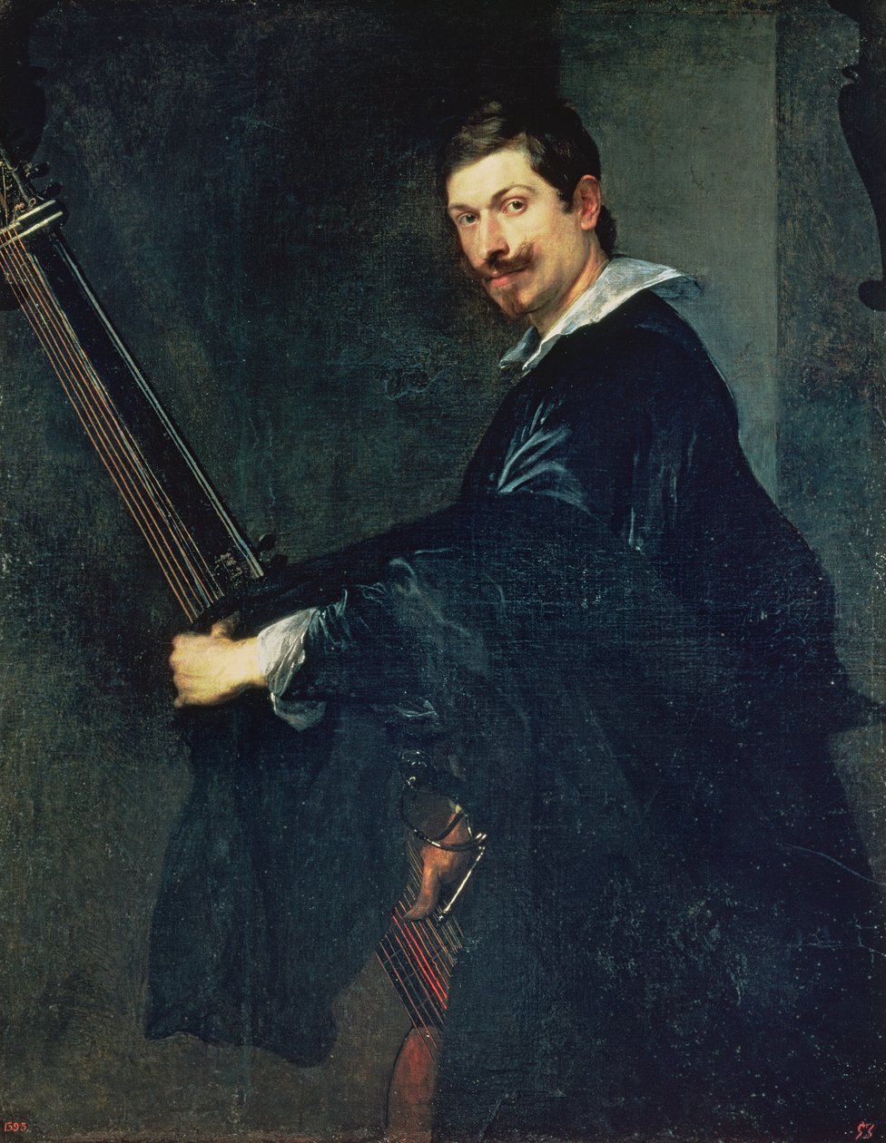 Lantos férfi, Jacob Gaultier zenész portréja, az angol udvar lantművésze alkotó: Anthony van Dyck