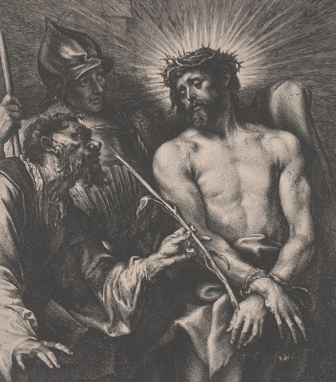 Krisztus kigúnyolása, 1630 körül (rézkarc, metszet) alkotó: Anthony van Dyck
