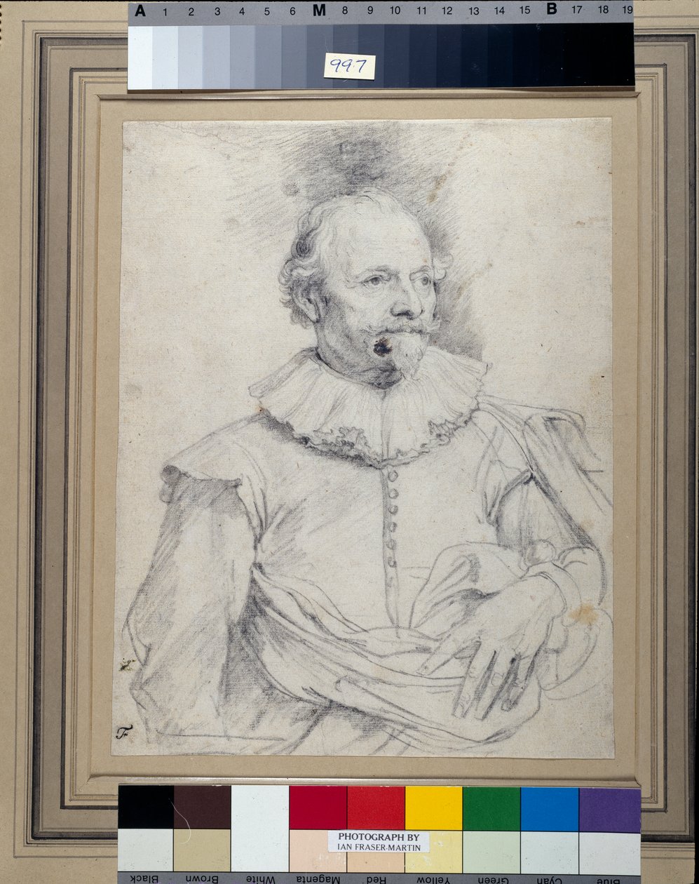 Paulus Halmalius, vulgo van Halmale, 1632-35 körül (fekete kréta fehér papíron) alkotó: Anthony van Dyck