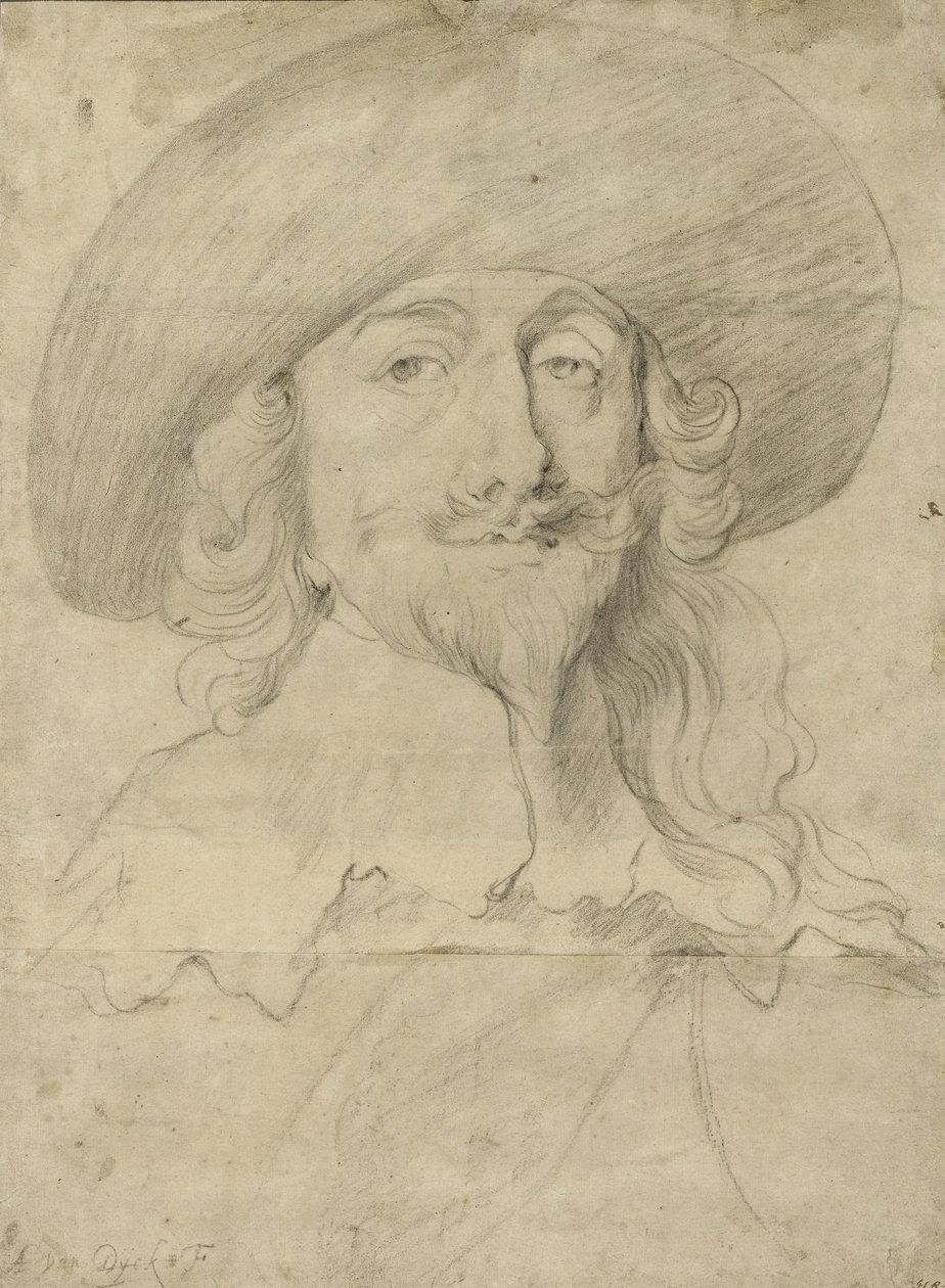 I. Károly portréja (kréta papíron) alkotó: Anthony van Dyck