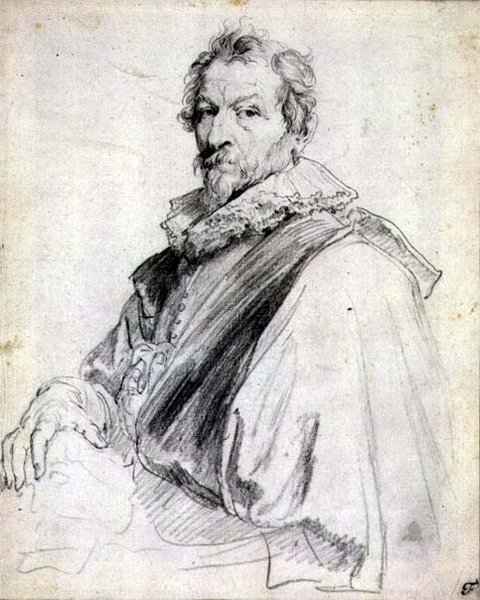 Hendrick Van Balen portréja (fekete kréta) alkotó: Anthony van Dyck
