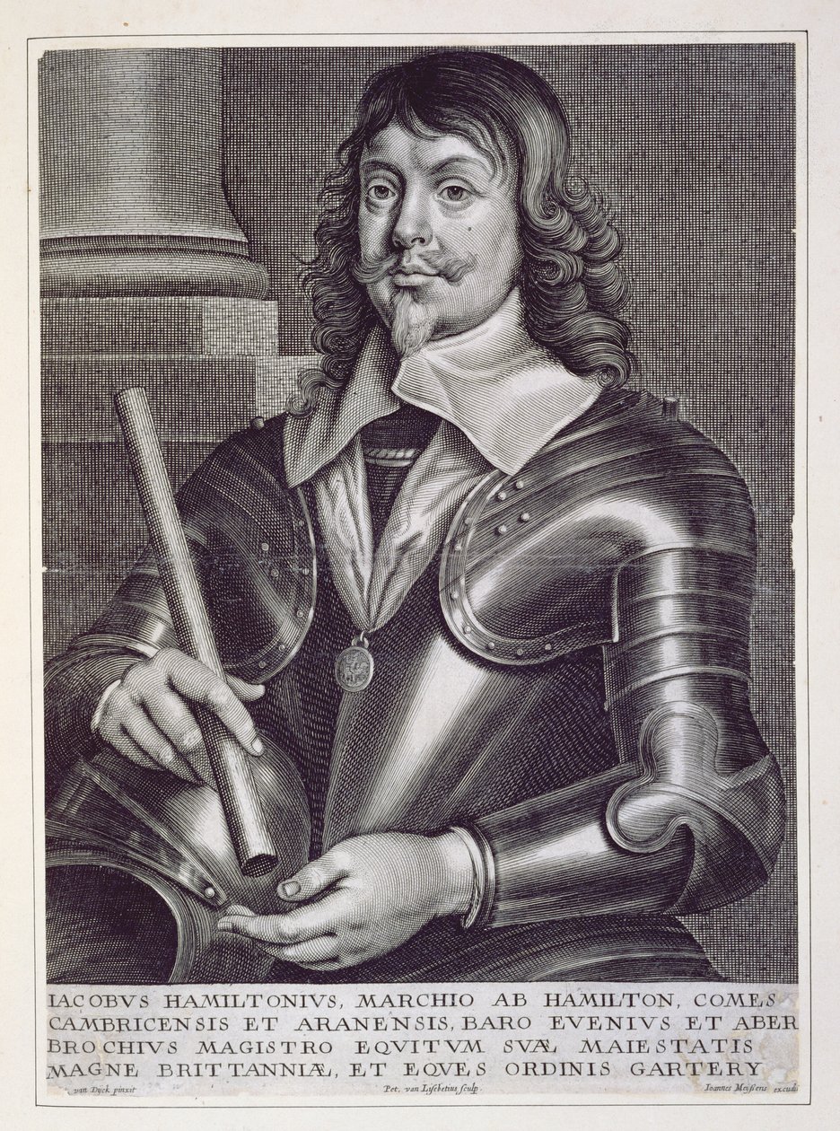 James Hamilton (1606-49), Hamilton 1. hercegének portréja, Joannes Meyssens (1612-70) metszete alkotó: Anthony van Dyck