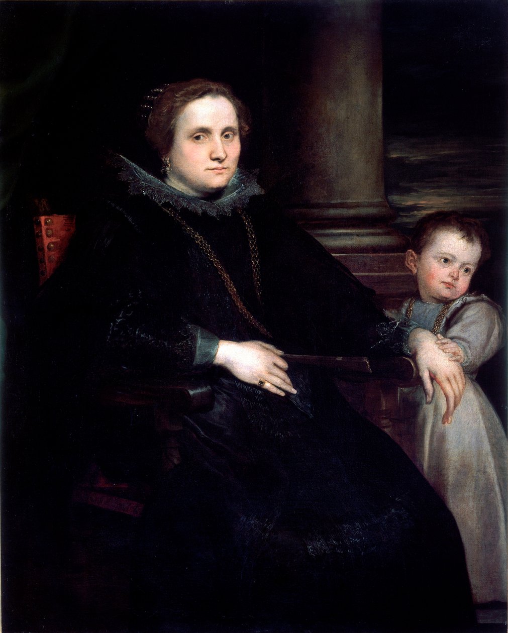 Hölgy portréja gyermekkel, Antonie Van Dyck (1599-1641) festménye 1626 Méret: 160x140 cm Gének, Palazzo Spinola Nemzeti Galéria alkotó: Anthony van Dyck
