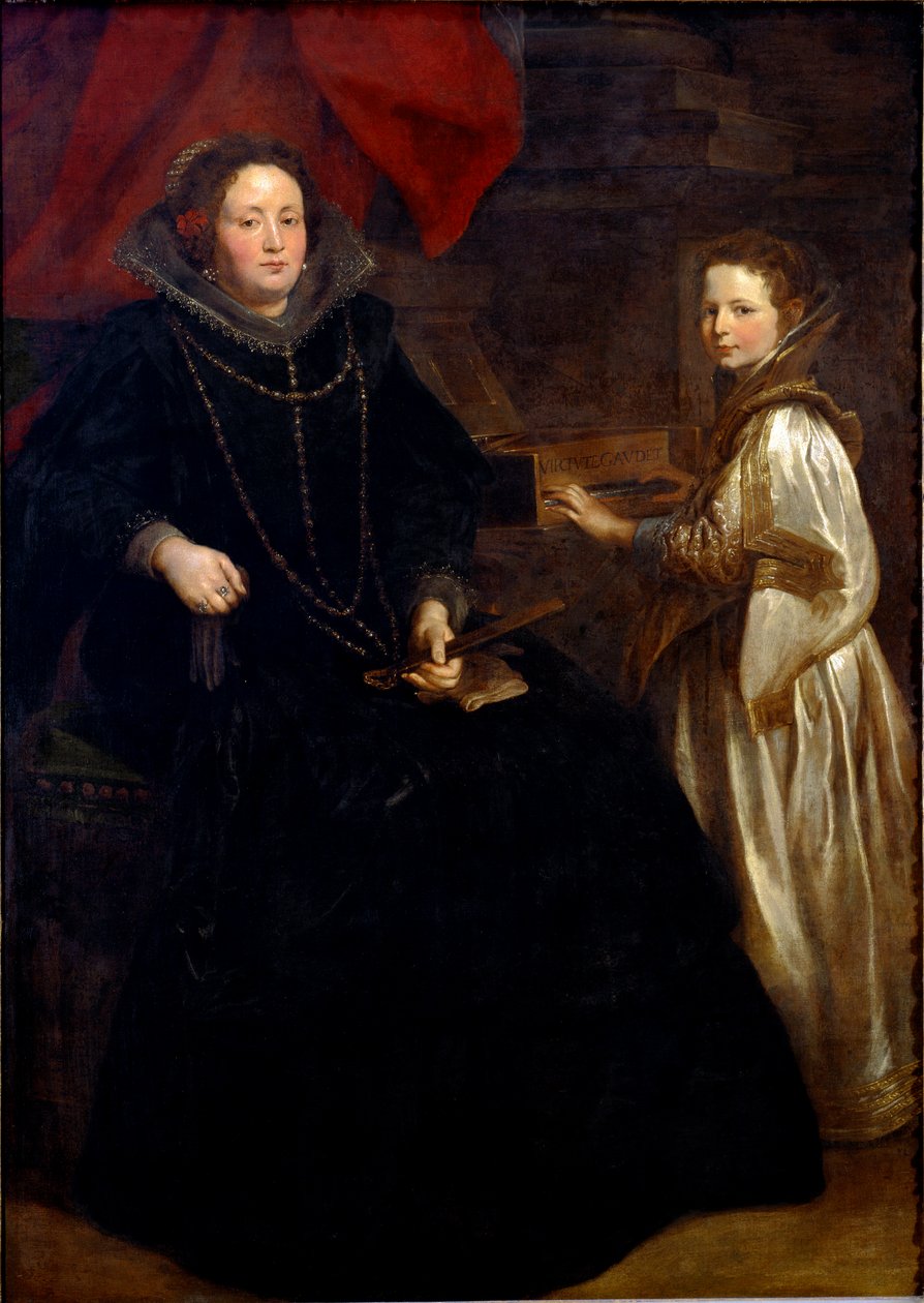 Porzia Imperiale portréja lányával, Maria Francescával csembalón Antonie Van Dyck (1599-1641) festménye 1626 V. 184,5x134 cm Brüsszel, Királyi Szépművészeti Múzeumok, bev. 6115 alkotó: Anthony van Dyck