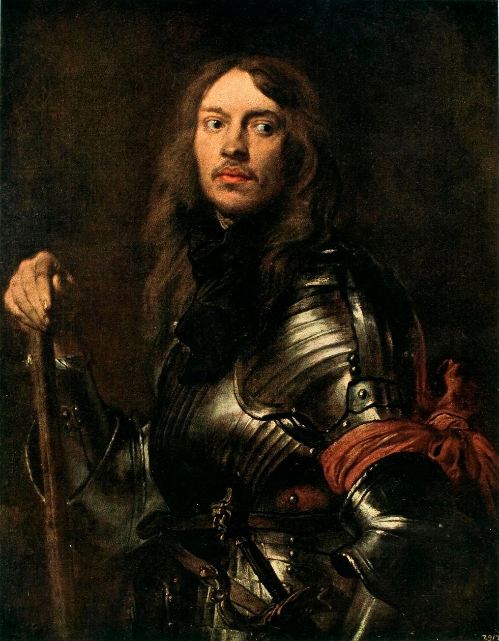 Egy páncélos férfi portréja vörös sállal alkotó: Anthony van Dyck