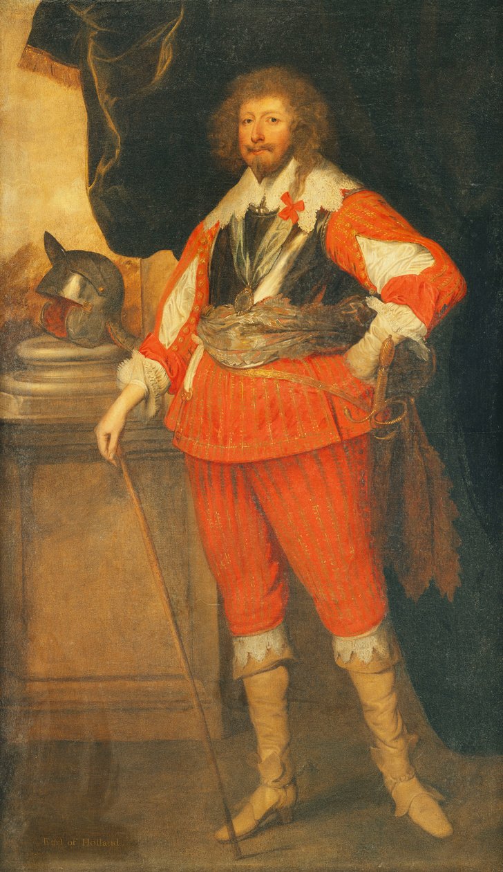 Egy nemes portréja, állítólag Henry Rich, Hollandia első grófja, teljes alakban, mellvédet, pántot és kardot visel, keze egy boton nyugszik, sisak a lábazaton, egy terített oszlopsor előtt áll, alkotó: Anthony van Dyck