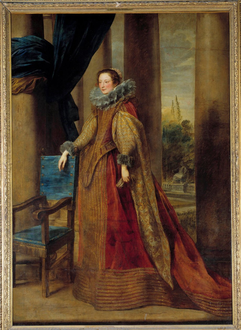Geromina Spinola Doria marquise feltételezett portréja, Genes. Epergallért visel. Anton (Antoon vagy Anthony) van Dyck (1599-1641) festménye 17. századi nap. 2,39x1,7 m - A genovai wea-i Marchesa Geromina Spinola Doria feltételezett portréja alkotó: Anthony van Dyck