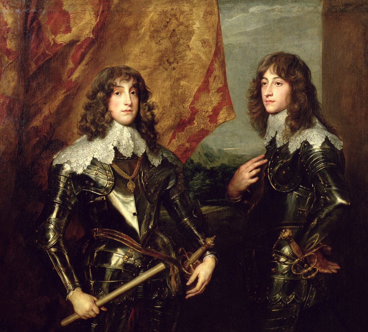 Károly Lajos herceg (1617-80) nádor választófejedelem és testvére, Rupert (1619-82) pfalzi herceg, 1637 alkotó: Anthony van Dyck