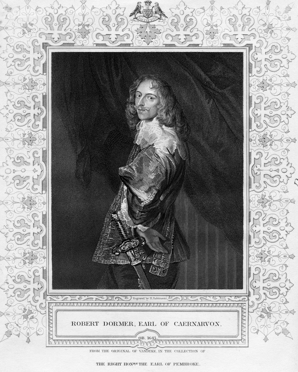 Robert Dormer, Carnarvon grófja, H. Robinson nyomat, illusztráció a "Lodge