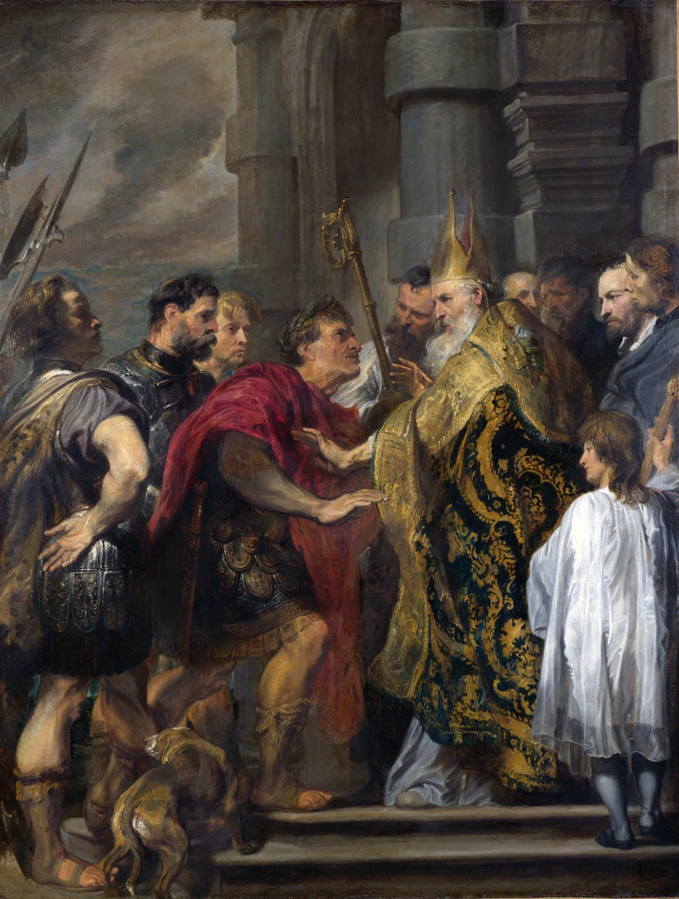 Szent Ambrus kitiltja Theodosiust a milánói székesegyházból alkotó: Anthony van Dyck