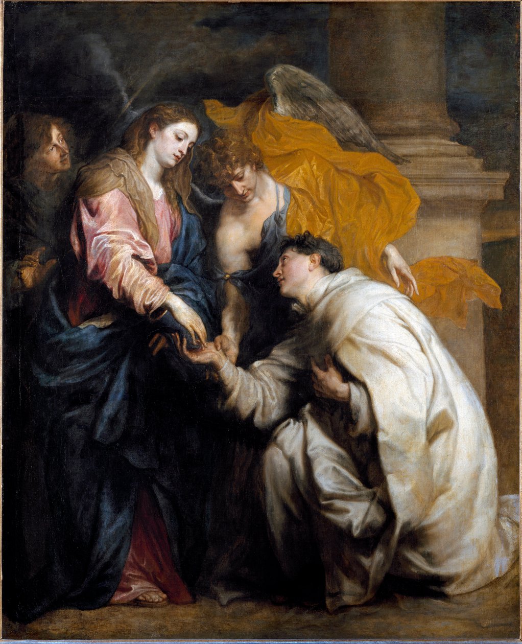 Szent Hermann József a Szűzet imádja (olaj, vászon alkotó: Anthony van Dyck