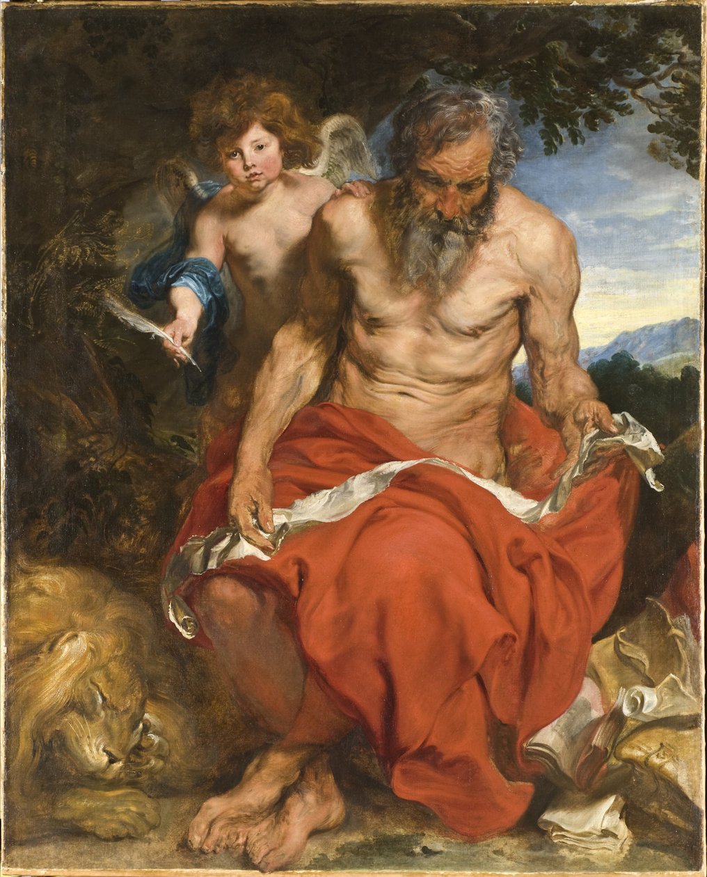 Szent Jeromos meditál a sivatagban alkotó: Anthony van Dyck