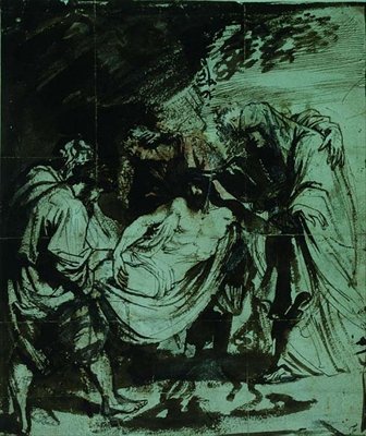 Tanulmány a sírbolthoz (fekete kréta/barna tinta) alkotó: Anthony van Dyck