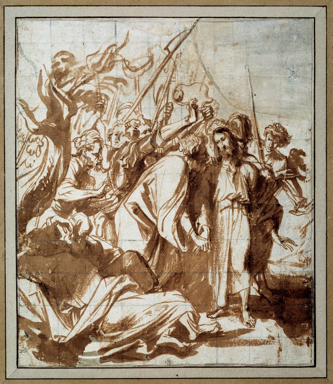Krisztus letartóztatása. Anton Van Dyck (1599-1641) rajza Ec. Nagyzolás. alkotó: Anthony van Dyck