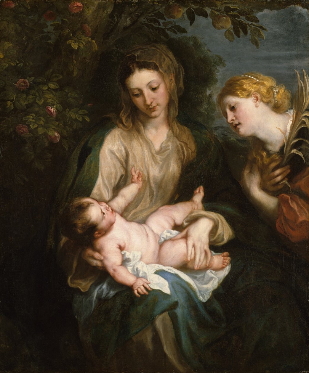 Szűz és gyermek Alexandriai Szent Katalinnal, kb. 1630. alkotó: Anthony van Dyck