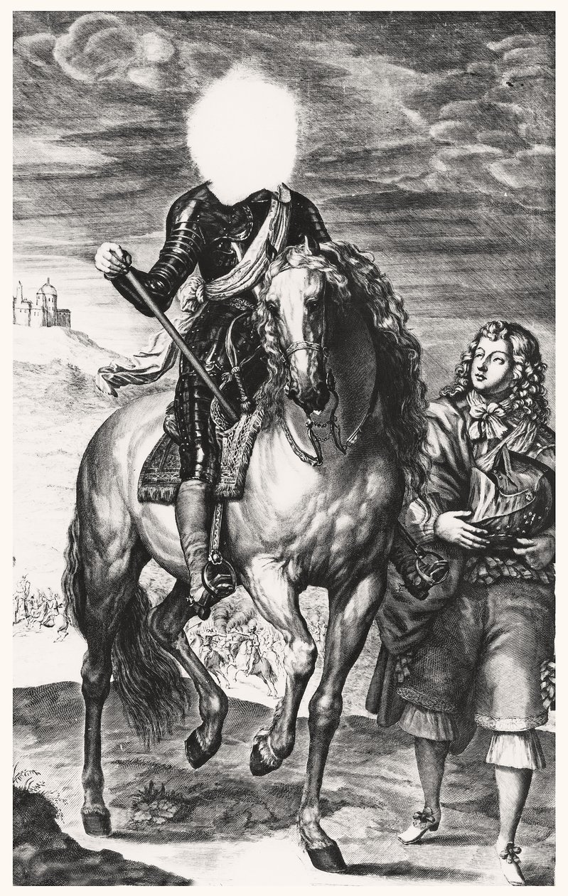 Eredetileg Francia Lajos fej nélküli lovas portréja, Pierre Lombard (1612-80) metszete (Lásd: 105377-8) alkotó: Anthony van after Dyck
