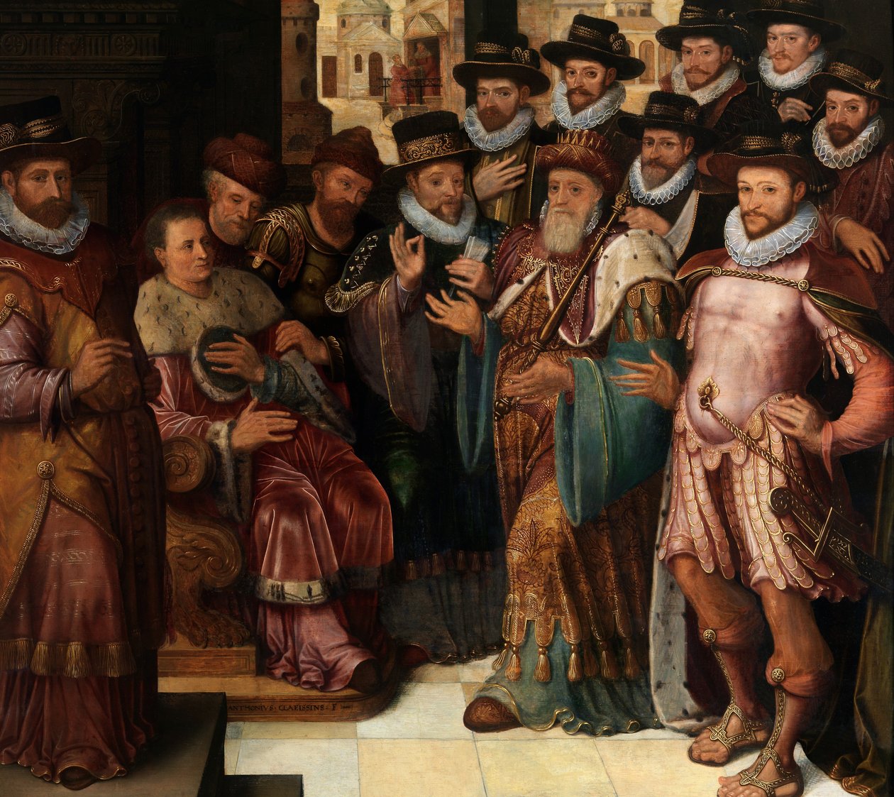 Cambyses ítélete (olaj a panelen) alkotó: Anthuenis (1536 1613) Claeissins or Claeissens