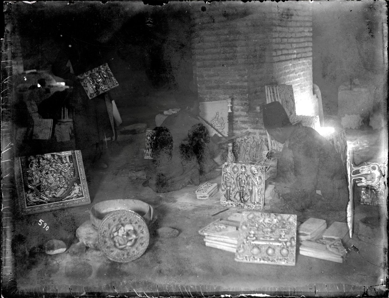 Cserépkészítők műhelyükben, 1880-1930 körül alkotó: Antoin Sevruguin
