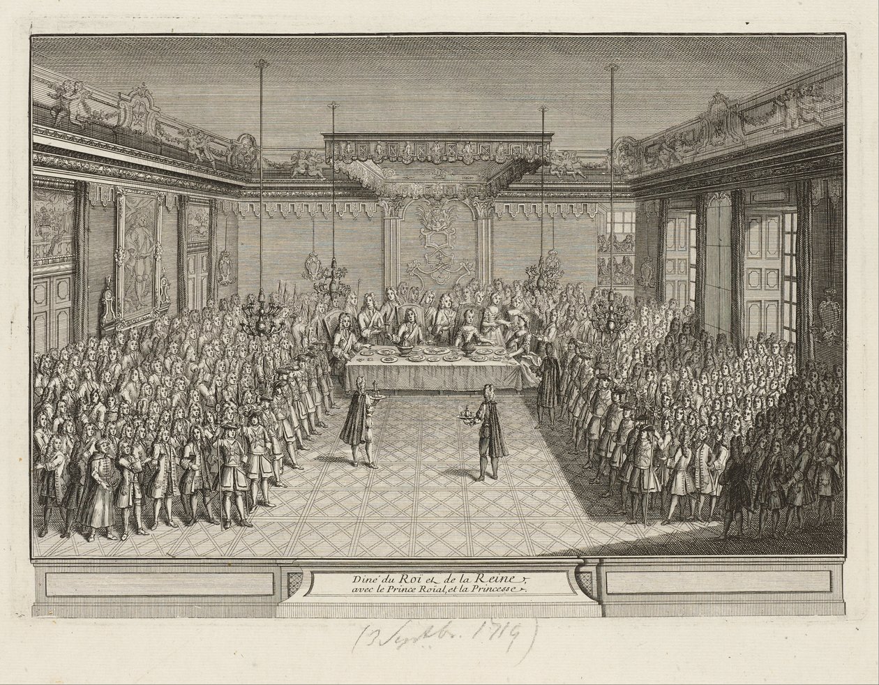 Kiállítási bankett a Drezdai Palota Corner Parade Halljában, 1719. szeptember 3 -án alkotó: Francois Antoine Aveline