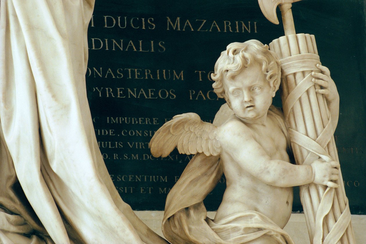 Jules Mazarin bíboros 1602-61 1689-93 sírjának részlete a kápolnában márvány és bronz alkotó: Antoine Coysevox