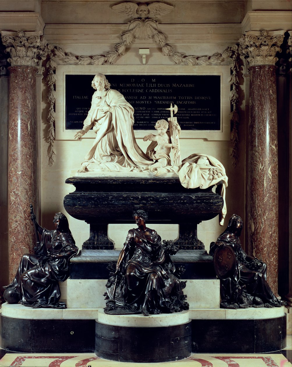 Jules Mazarin bíboros síremléke az Institut de France kápolnájában, a korábbi College des Quatre-Nationsban, 1689-93 (márvány és bronz). alkotó: Antoine Coysevox