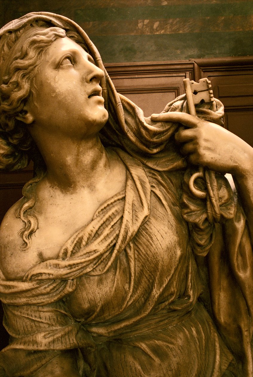 Jean-Baptiste Colbert de Torcy sírja 1619-83 Fidelity allegorikus alakjának részlete, 1685-87 körül márvány lásd még 248118 és 248120 alkotó: Antoine Coysevox