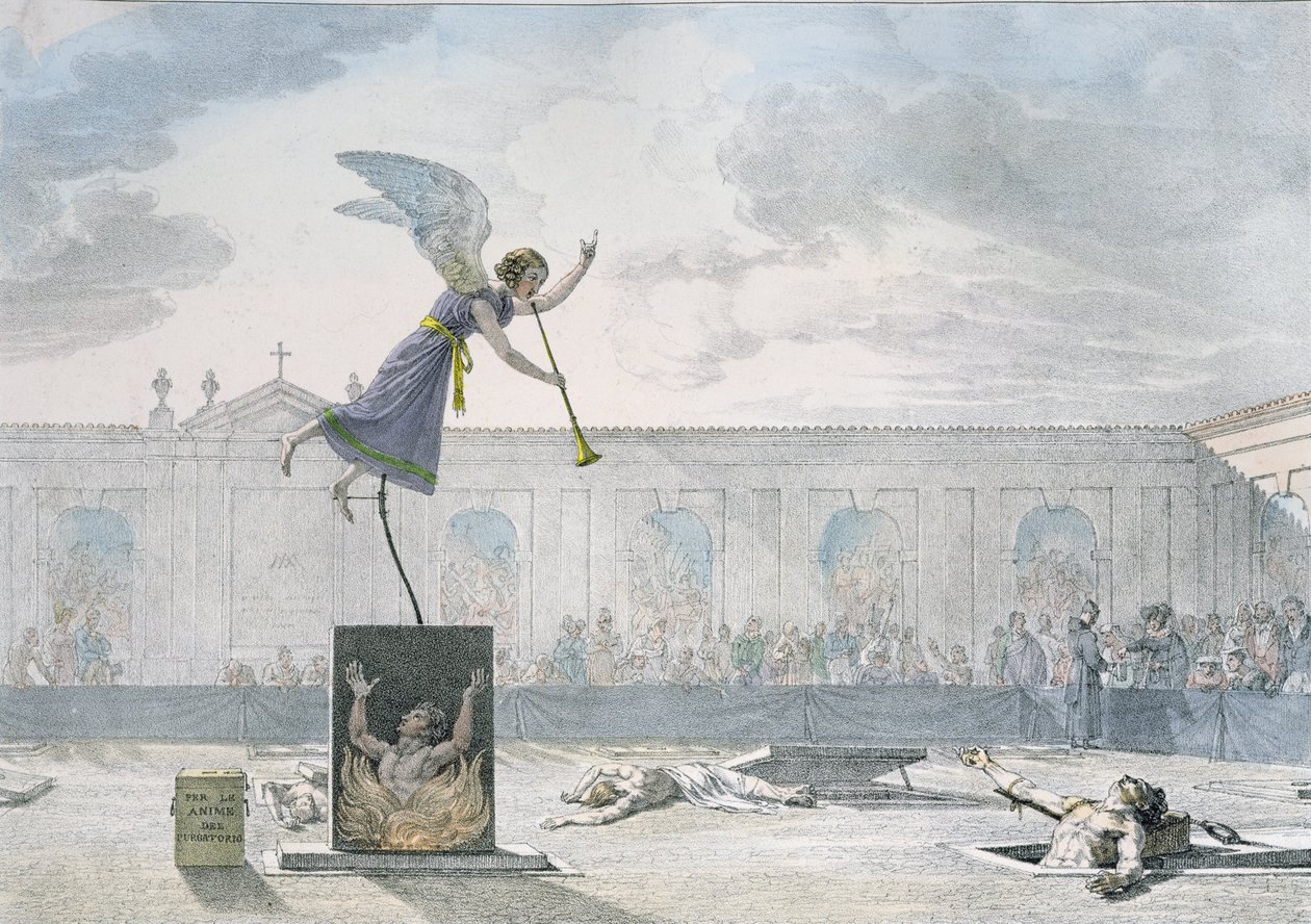 A purgatórium dramatizálása, metszett: Francois Alexandre Villain (1798-1884) 1820-30 körül alkotó: Antoine Jean Baptiste Thomas