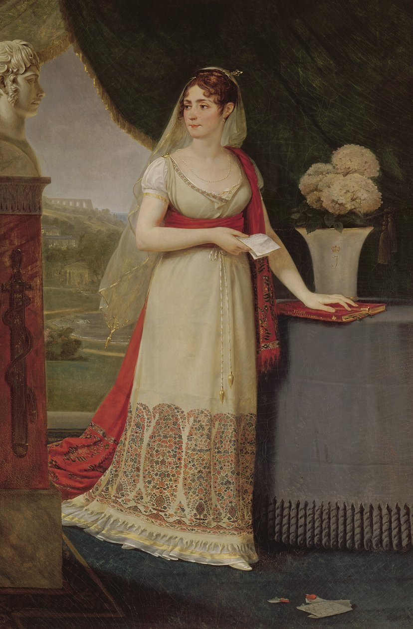 Josephine Tasher de la Pagerie (1763-1814) A franciák császárnője, aki fia, Eugene de Beauharnais (1781-1824) mellszobrát nézi Malmaisonban, 1808 alkotó: Antoine Jean Gros