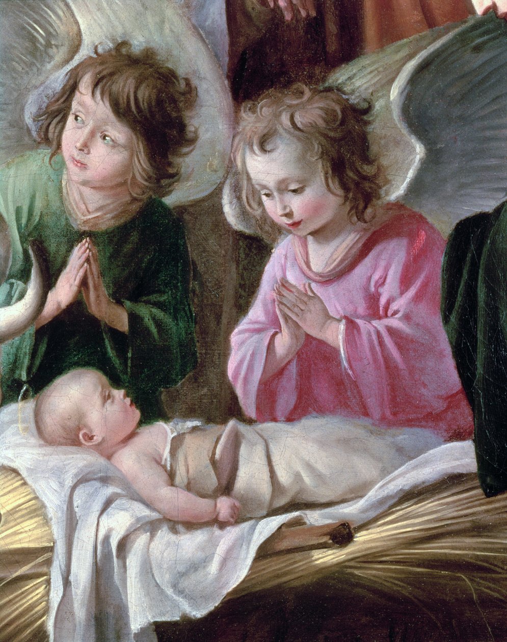 A Pásztorok, Angyalok és Gyermekek imádása, 1640 körül (99414. részlet) alkotó: Antoine Le Nain