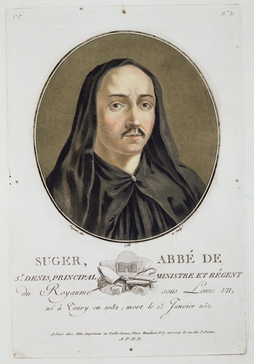 Suger abbé (1082-1151) a „Franciaországi nagy férfiak, jeles nők és emlékezetes alanyok portréiból”, 1787-92. alkotó: Antoine Louis Francois Sergent Marceau