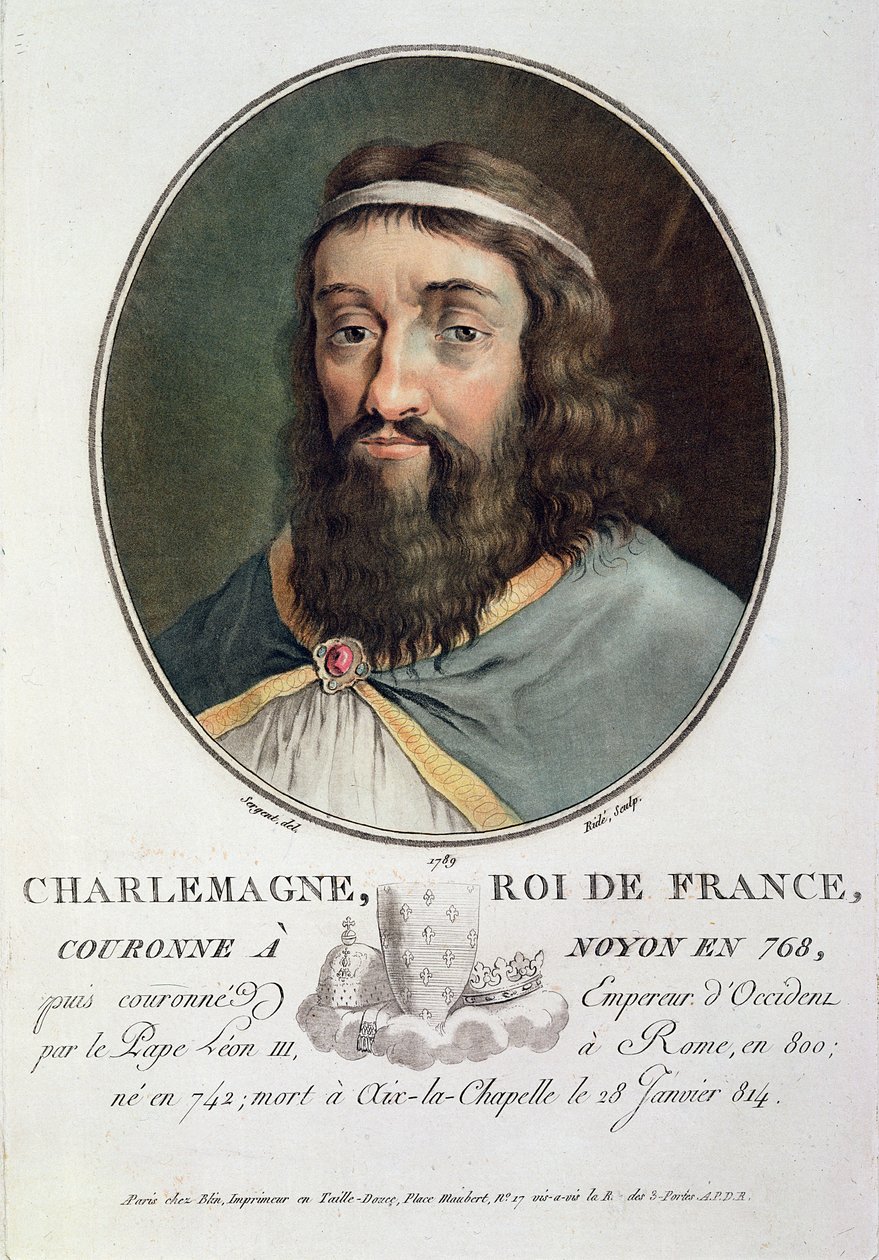 Nagy Károly (747-814), francia király, Ride metszete, 1789 alkotó: Antoine Louis Francois Sergent Marceau