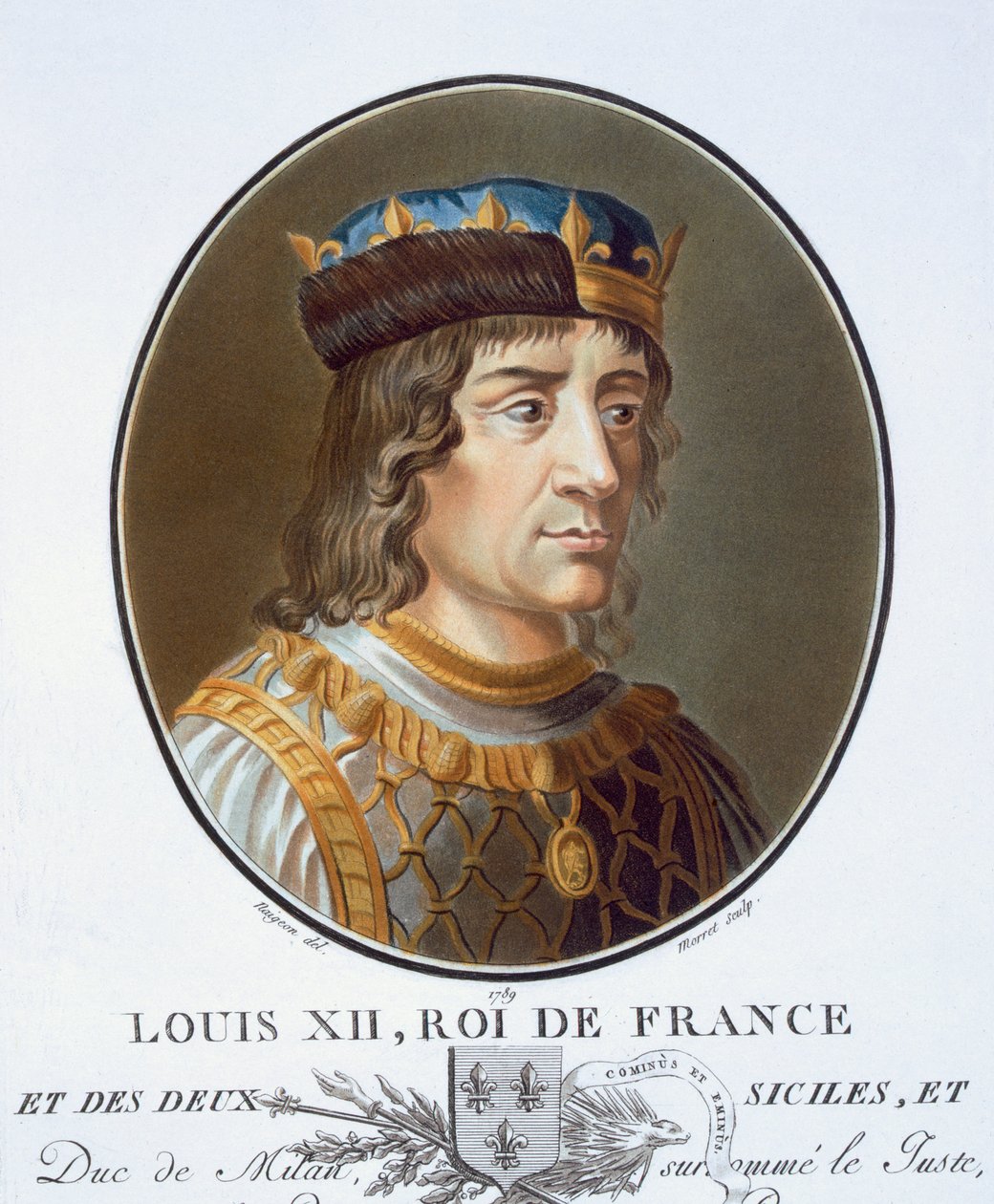 XII. Lajos, "Nagy férfiak, jeles nők és emlékezetes francia alanyok portréi, vésve és színekkel nyomtatva", kiadó Pierre Blin, 1786-92, Párizs (színes metszet) alkotó: Antoine Louis Francois Sergent Marceau