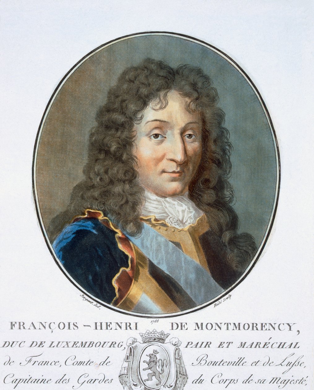 Francois-Henri de Montmorency-Bouteville, "Nagy férfiak, jeles nők és emlékezetes francia alanyok portréi, vésve és színesen nyomtatva", kiadó Pierre Blin, 1786-92, Párizs alkotó: Antoine Louis Francois Sergent Marceau