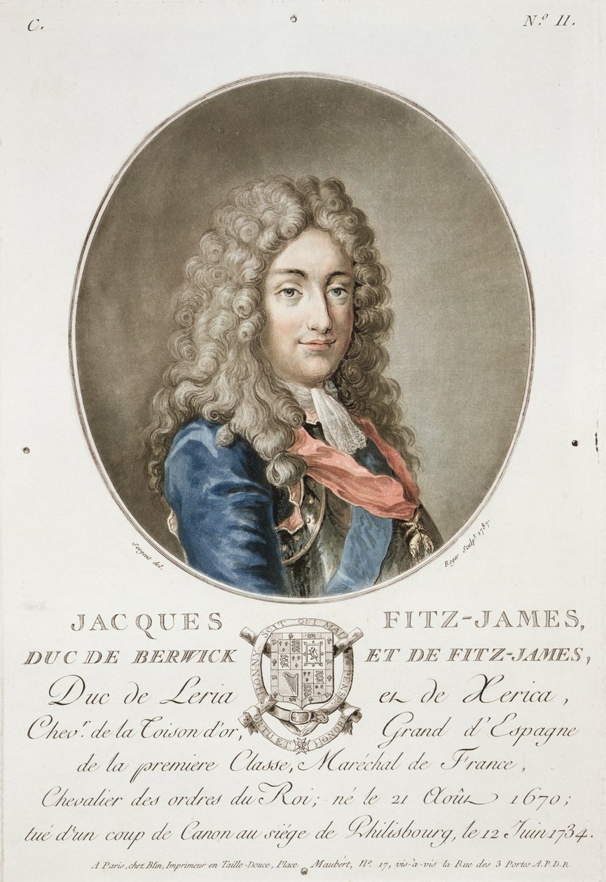 James Fitzjames (1670-1733), Berwick 1. hercege, a "Portraits des grands hommes, femmes illustres, et sujets memorables de France" című, Roger által metszett, 1787, kiadó 1787-92. alkotó: Antoine Louis Francois Sergent Marceau
